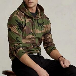 Ralph Lauren Green and Brown Camouflage Hoodie Sz XXL